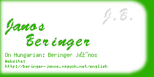 janos beringer business card